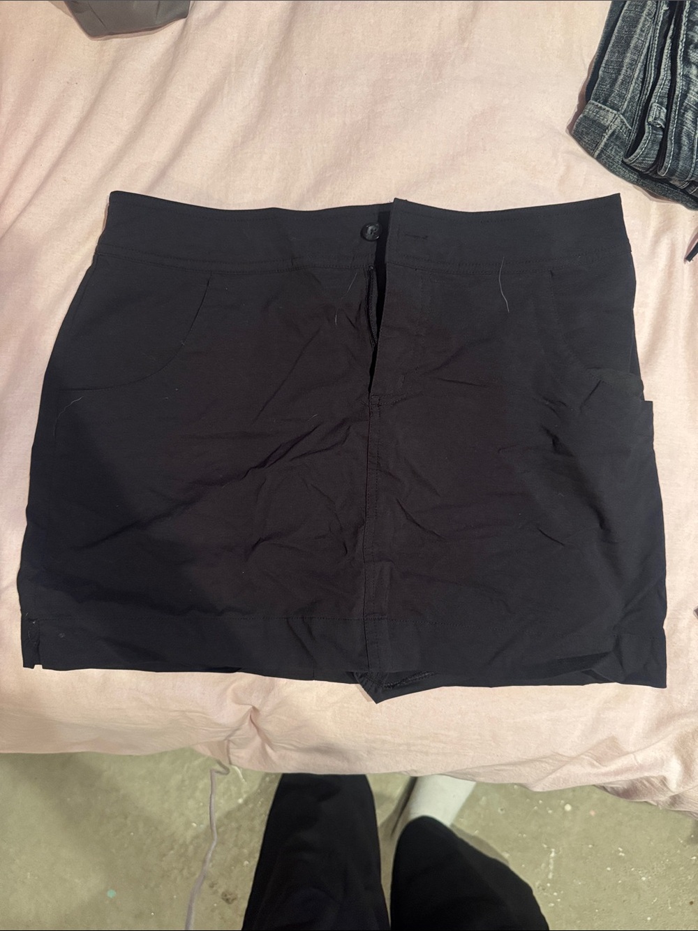 Black Mini Skort with Front Button